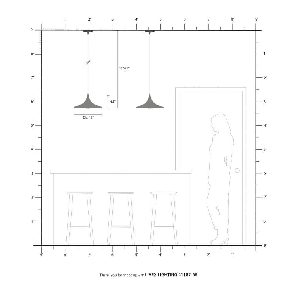 Livex Lighting Metal Shade 1 - Light Chandelier in  Brushed Aluminum