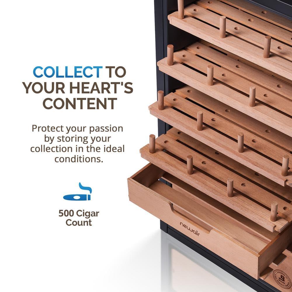 Newair Newair x Boveda 500 Count Electric Humidor, Spanish Cedar Shelves, Temperature Control,Cigar Humidor