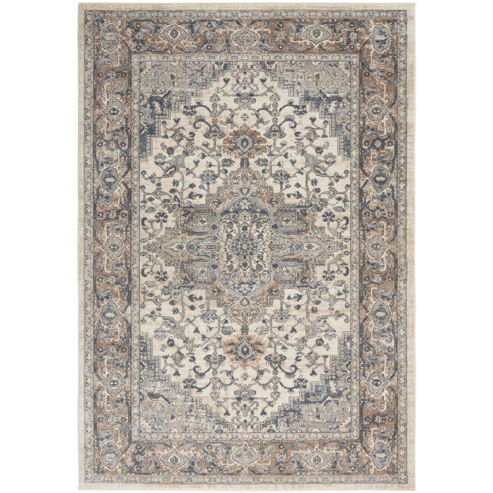 Nourison Concerto Center Medallion Indoor Rug Ivory Grey 5'3" x 7'3"