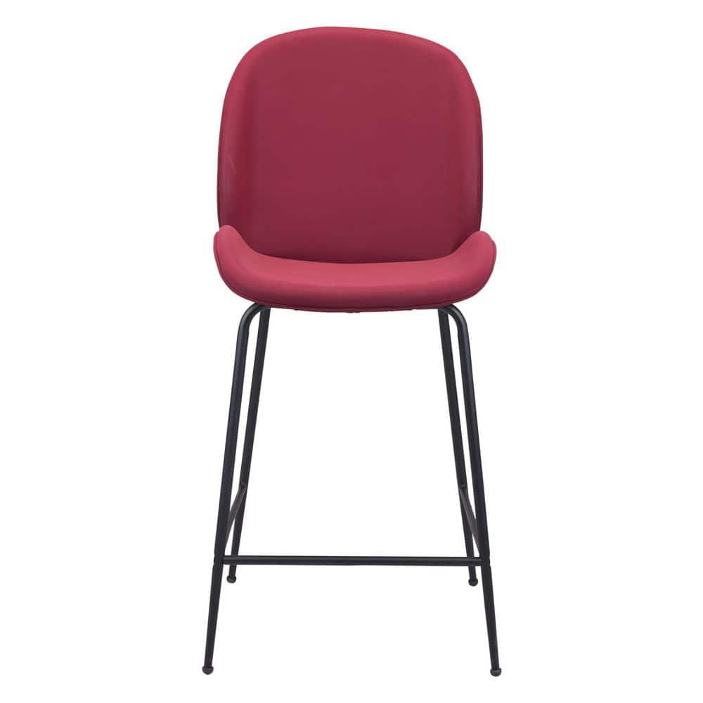 Miles Counter Stool Matte Black Steel Frame Velvet Upholstered Barstool