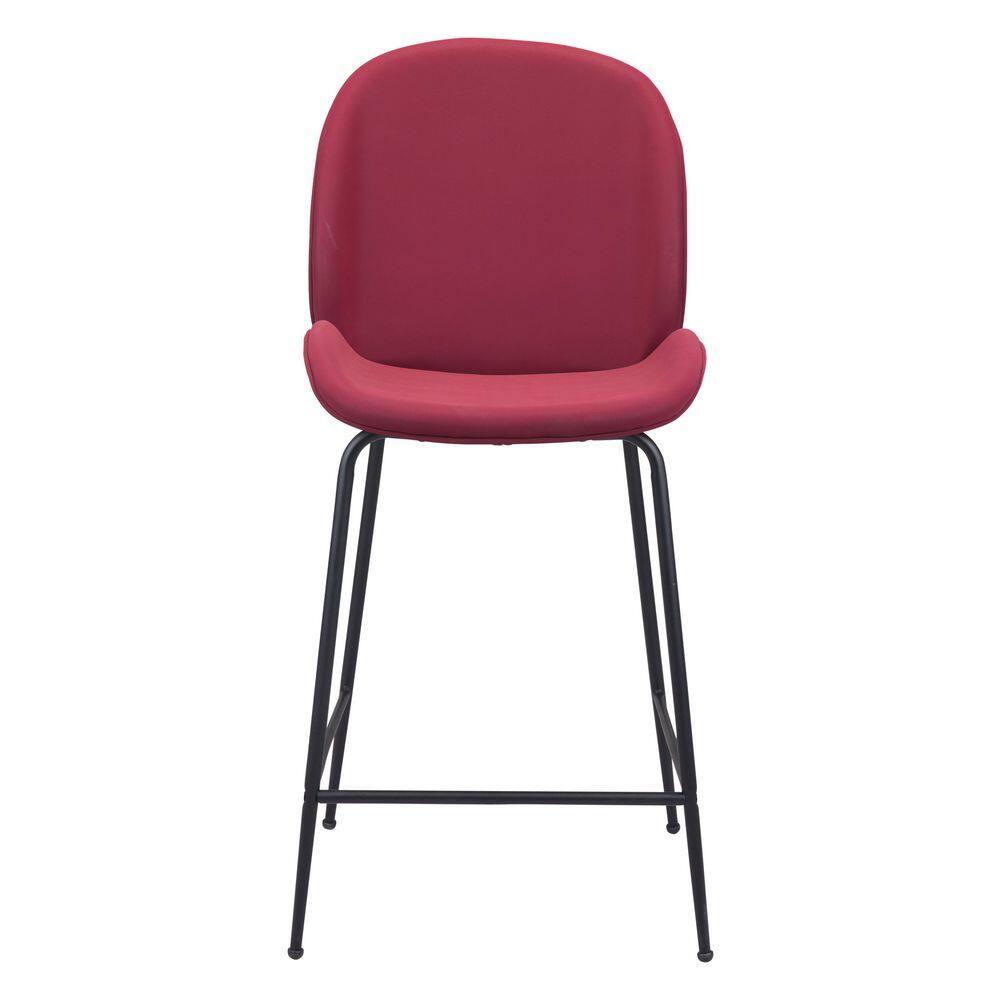 Miles Counter Stool Matte Black Steel Frame Velvet Upholstered Barstool