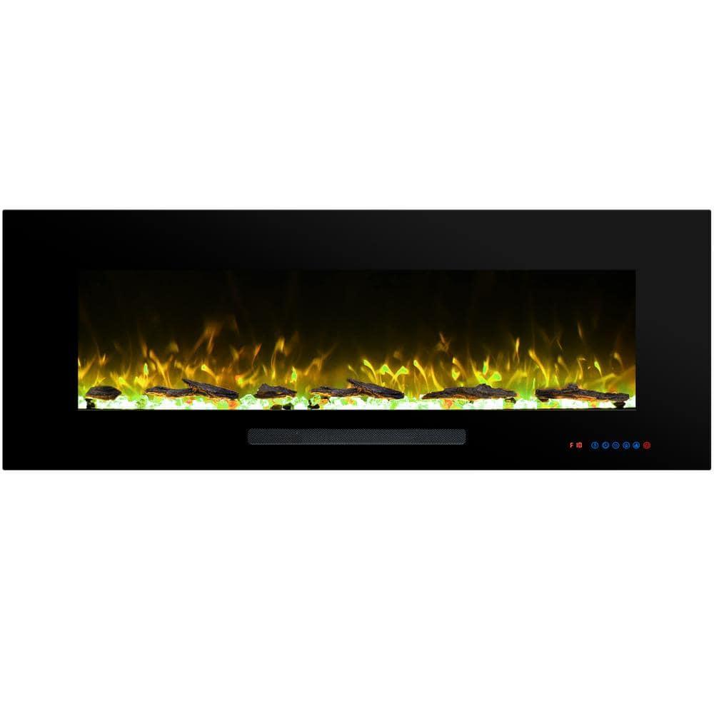 VINEMOUNT Electric Fireplace, 72" Recessed Fireplace Electric with Touch & Remote Control, Realistic Logset, Multiple Flame Colors & 5 Stage Intensity, Timer,750/1500W Heat, Thermosat, Black