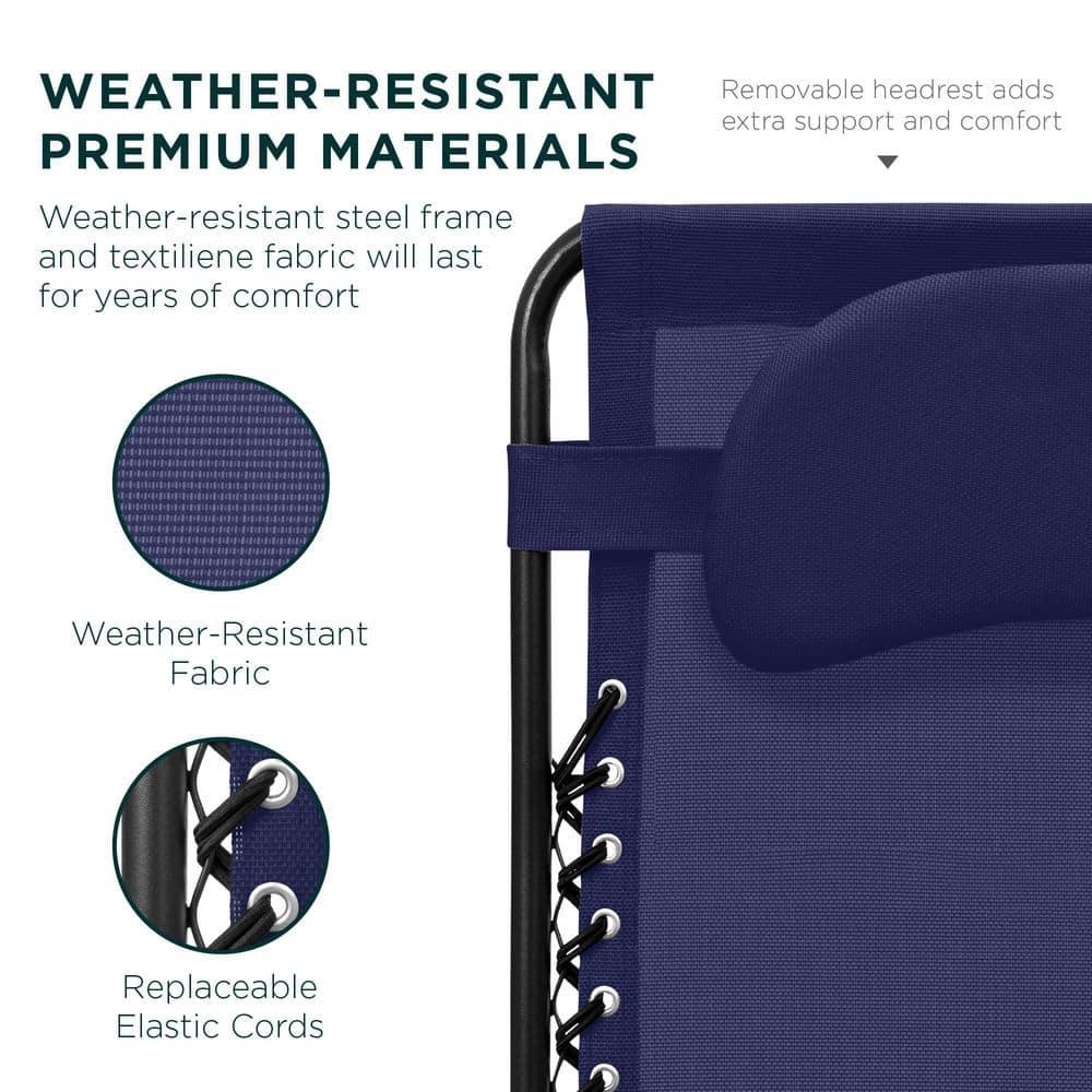 Best Choice Products Oversized Zero Gravity Chair, Folding Outdoor Patio Recliner w/ Cup Holder - Navy