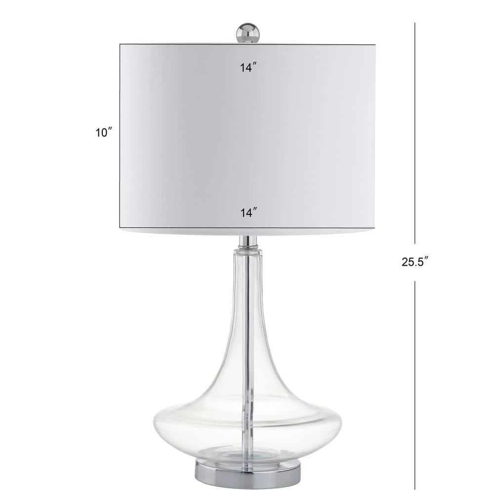 JONATHAN Y Cecile 25.5" Glass Teardrop LED Table Lamp, Clear/Chrome (Set of 2)