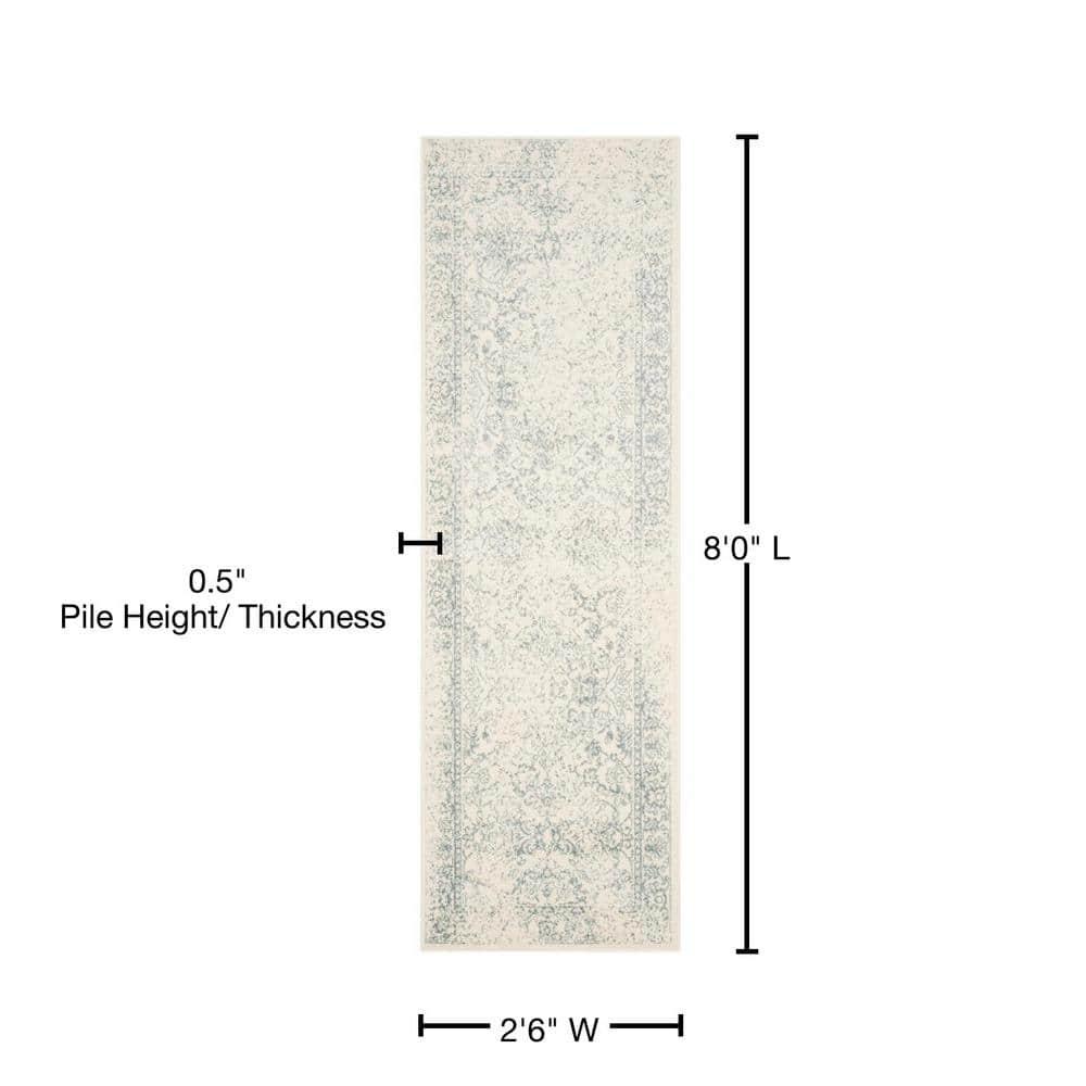 Adirondack ADR109 Machine Made Indoor Runner - Ivory/Slate - 2'-6"x8' - Safavieh