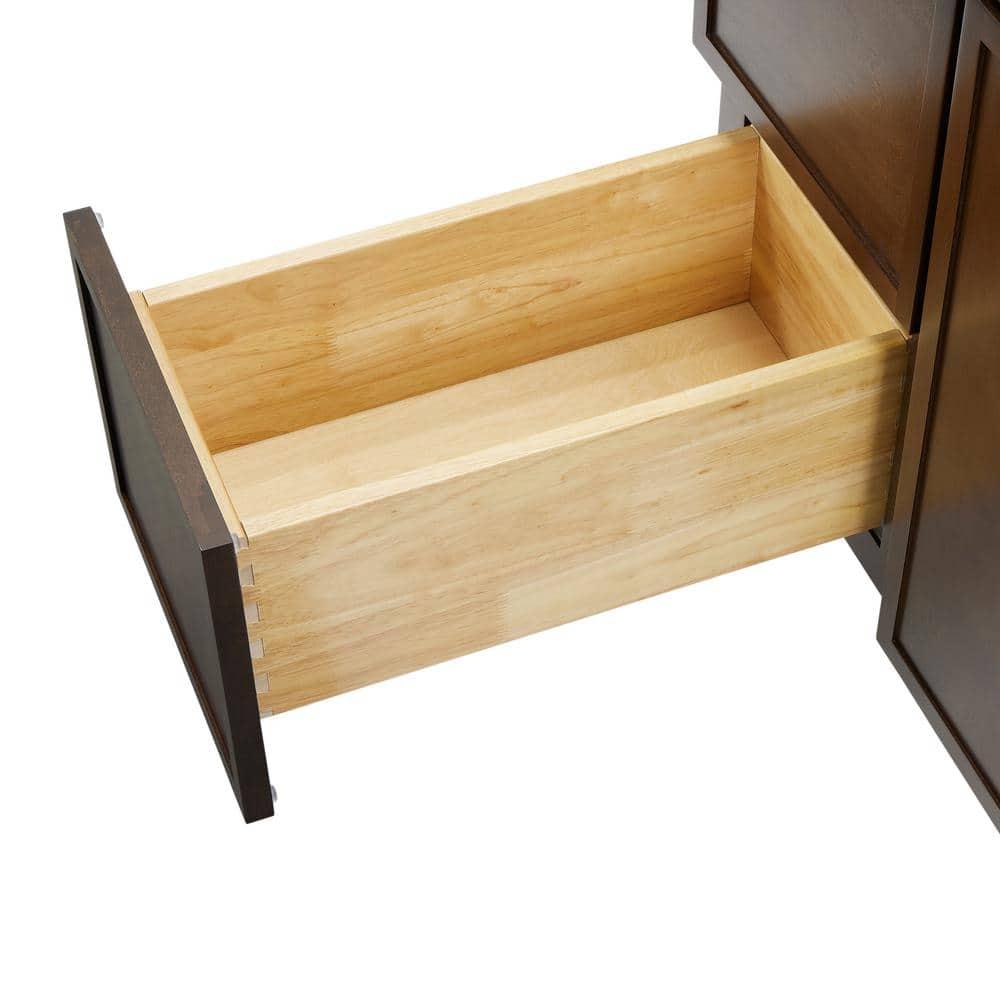 36" W Birch Plywood Freestanding Single Base 2 Drawers Storage Cabinet with Soft Close Door