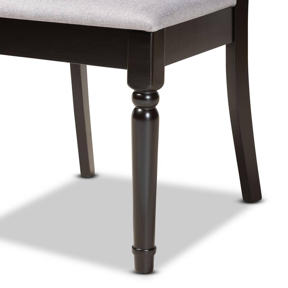 Baxton Studio Grey Upholstered and Brown Finished Wood 2-Piece Dining Chair Set