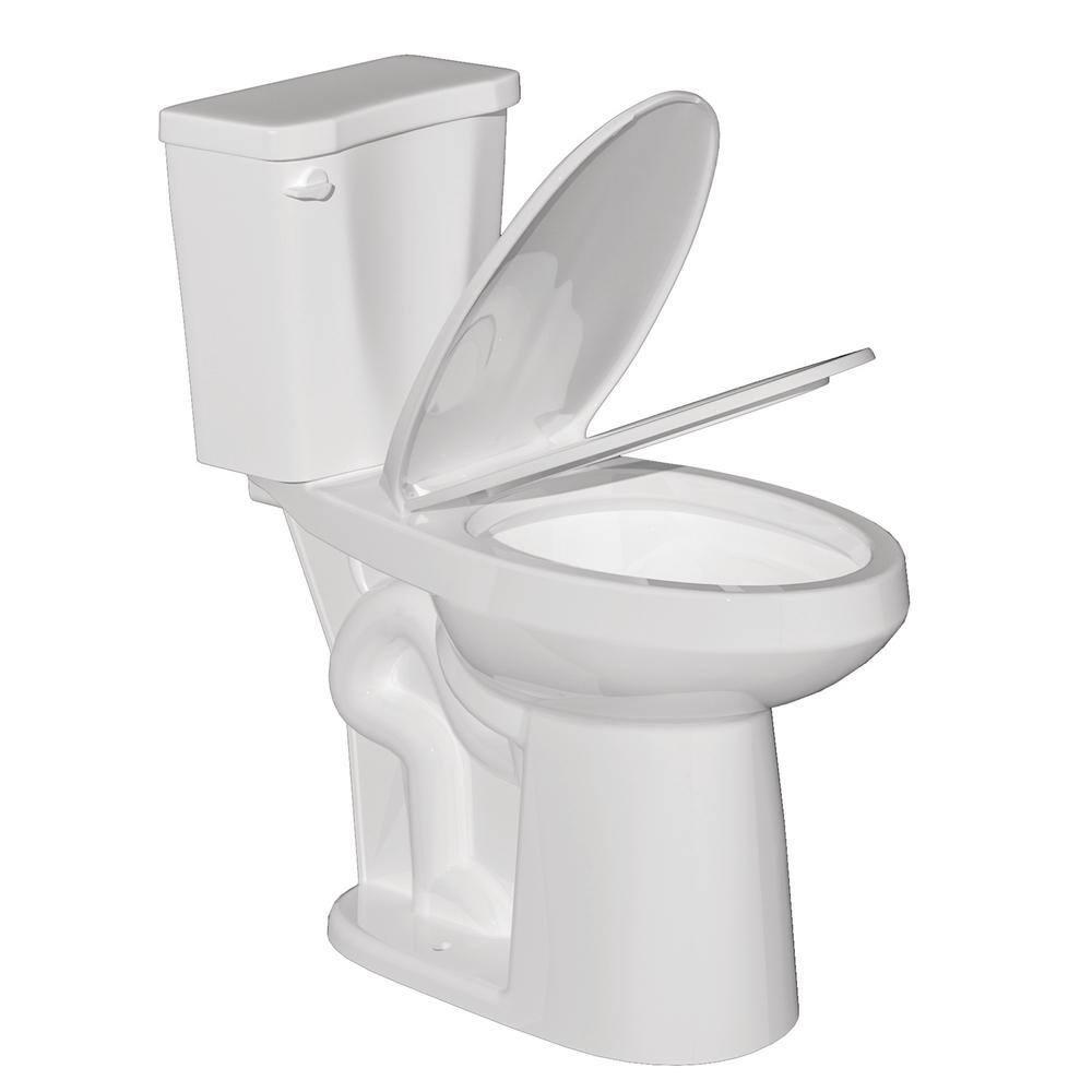19 in. 2-Piece Toilet 1.1/1.6 GPF Dual Flush Round White Toilet ADA Height with Soft-Close Seat