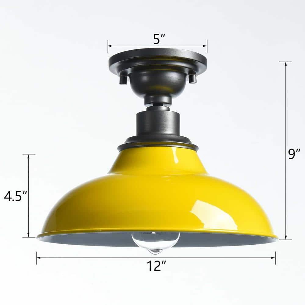 Modern Yellow Semi Flush Mount Light Barn Style Ceiling Light Fixture