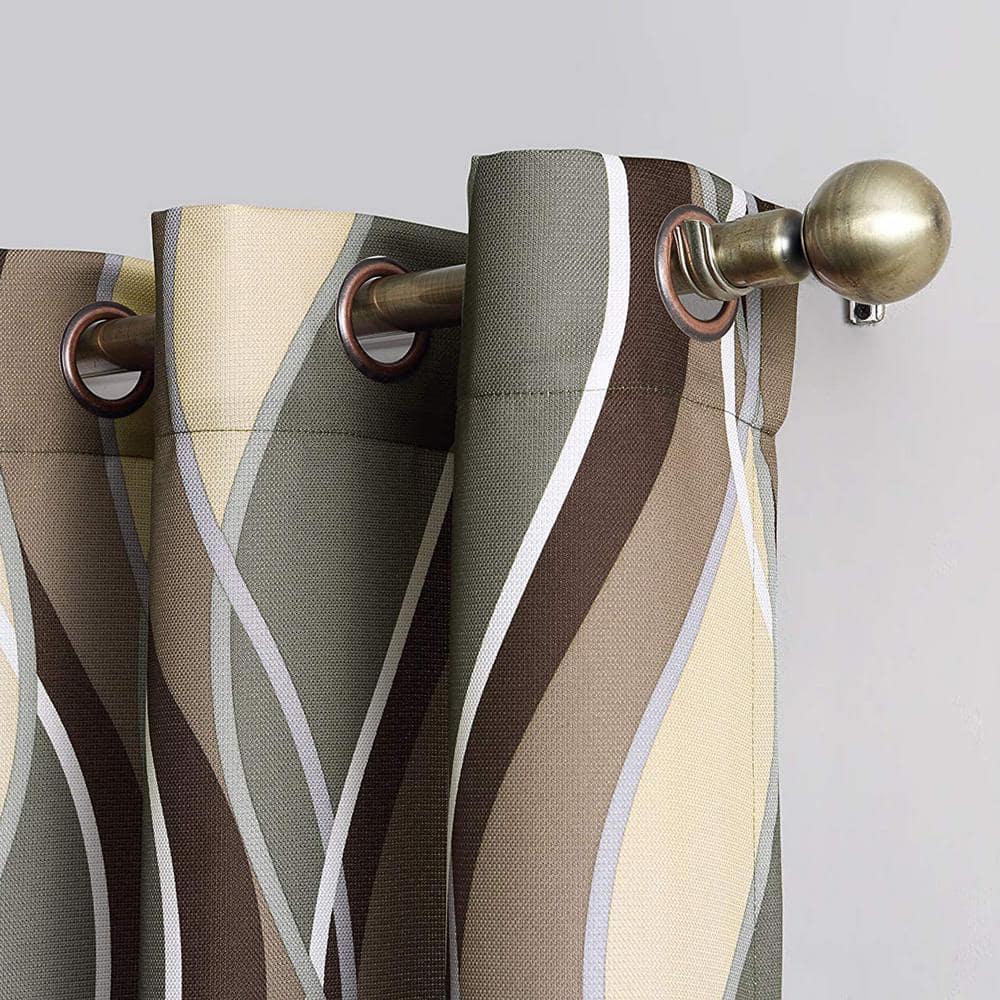 48"x84" No. 918 Semi-Sheer Intersect Ogee Wave Print Grommet Curtain Panel Spruce: Modern Light Filtering Green Curtain
