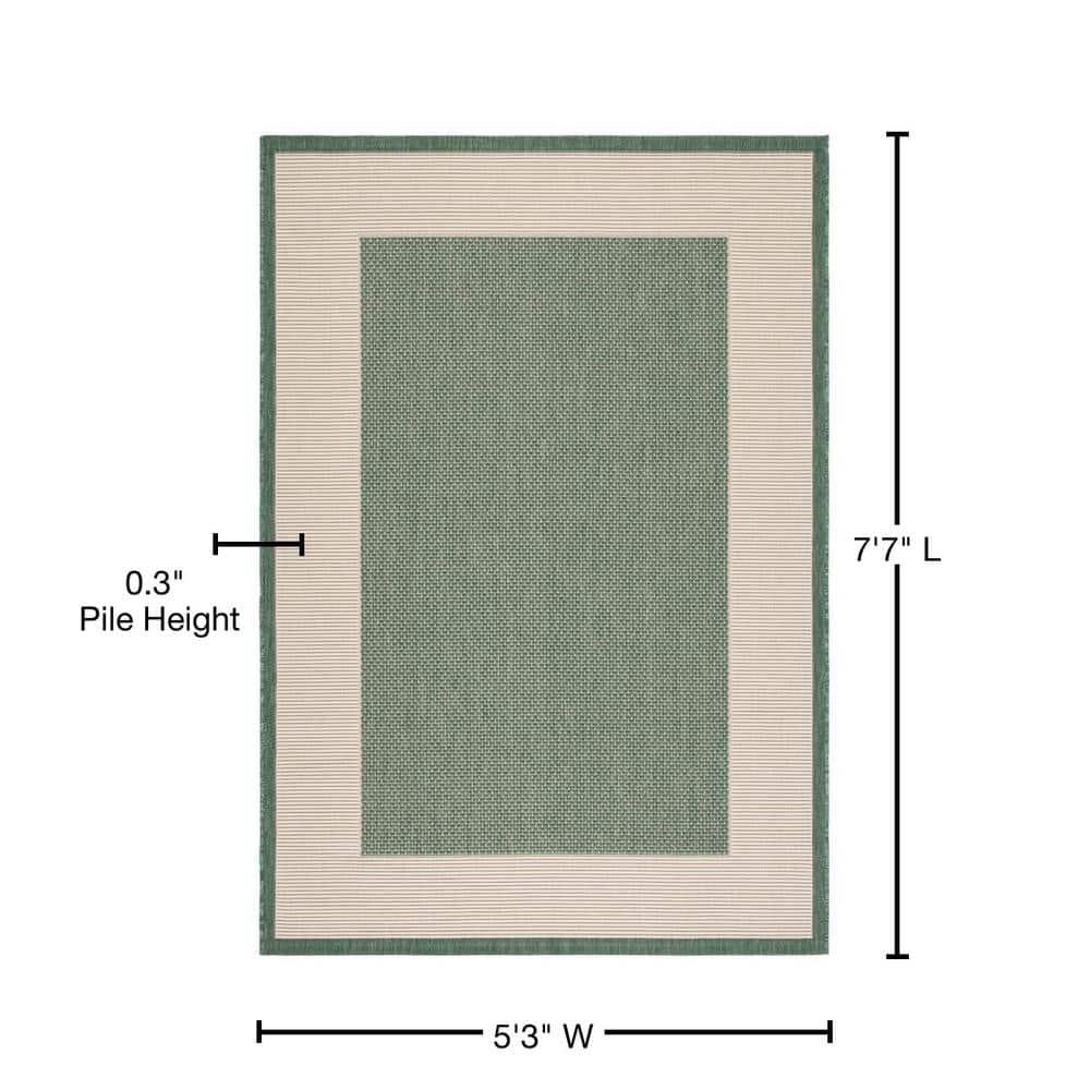 Courtyard CY7987 Power Loomed Indoor/Outdoor Area Rug - Dark Green/Beige - 5'3"x7'7" - Safavieh.