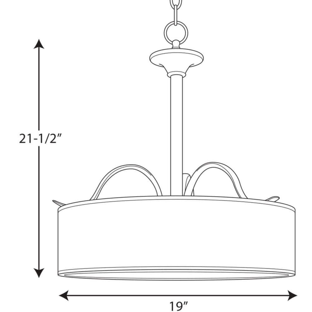 Progress Lighting, Inspire Collection, 3-Light Inverted Pendant, Antique Bronze, Off-White Linen Shade