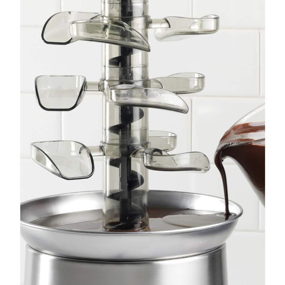 Nostalgia NCFF1000SS 2-Pound Stainless Steel Cascading Fondue Fountain - Chocolate, BBQ Sauce, Ranch, Nacho Cheese, Buffalo Sauce