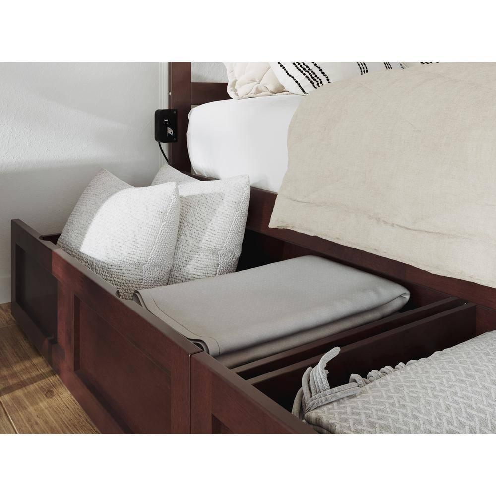 AFI Warren Solid Wood Queen Bed w/ Footboard & 2 Drawers in Walnut