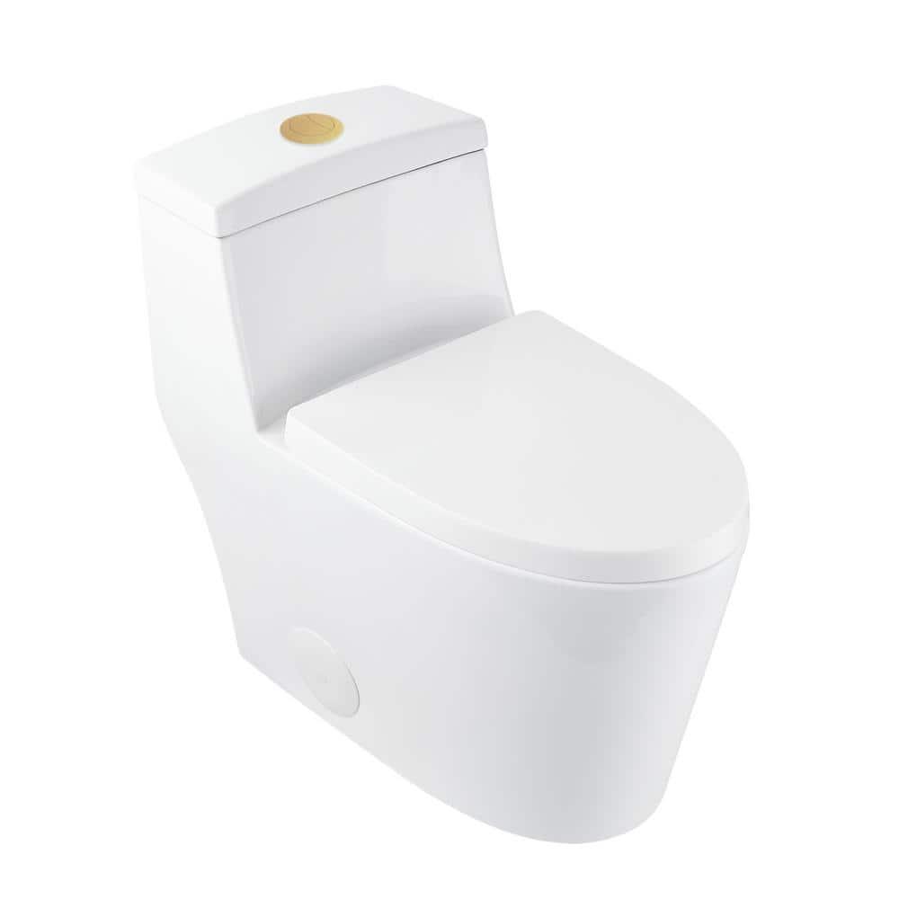 DeerValley Prism Dual-Flush Elongated One-Piece Toilet with Glazed Surface Lower Water Tank for Space Saving (Seat Included)