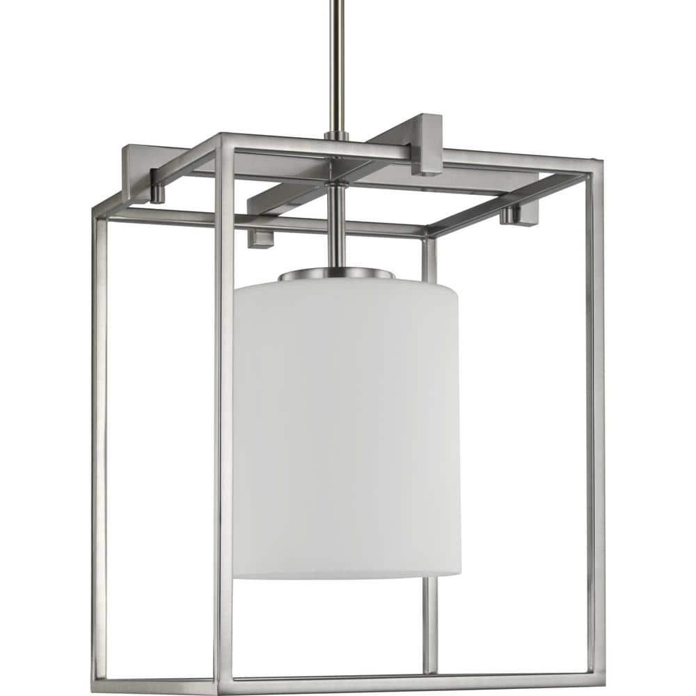 Progress Lighting Chadwick 1-Light Mini-Pendant, Brushed Nickel, Opal Glass Shade
