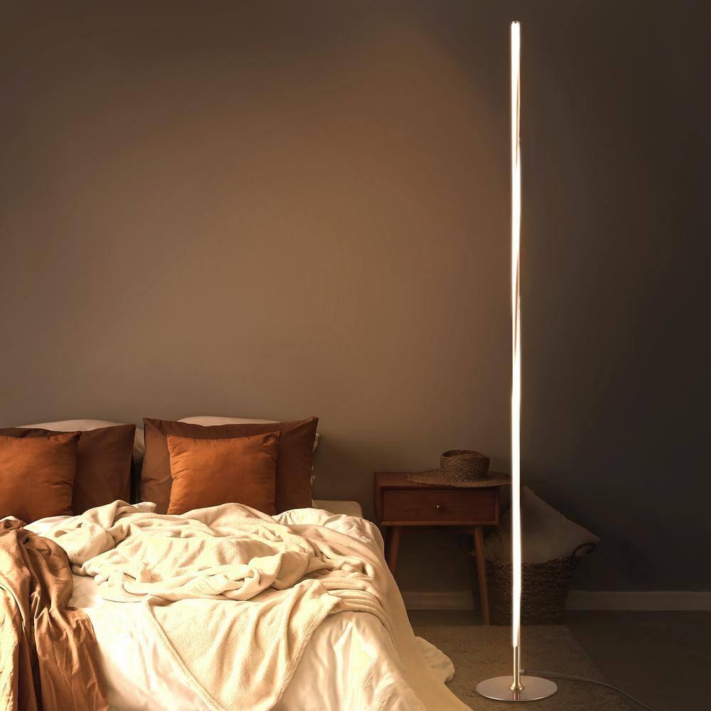 JONATHAN Y JYL7006B Pilar 63.75" LED Integrated Floor Lamp, Modern, Contemporary for living room, dinning room, bedroom, office, Gold