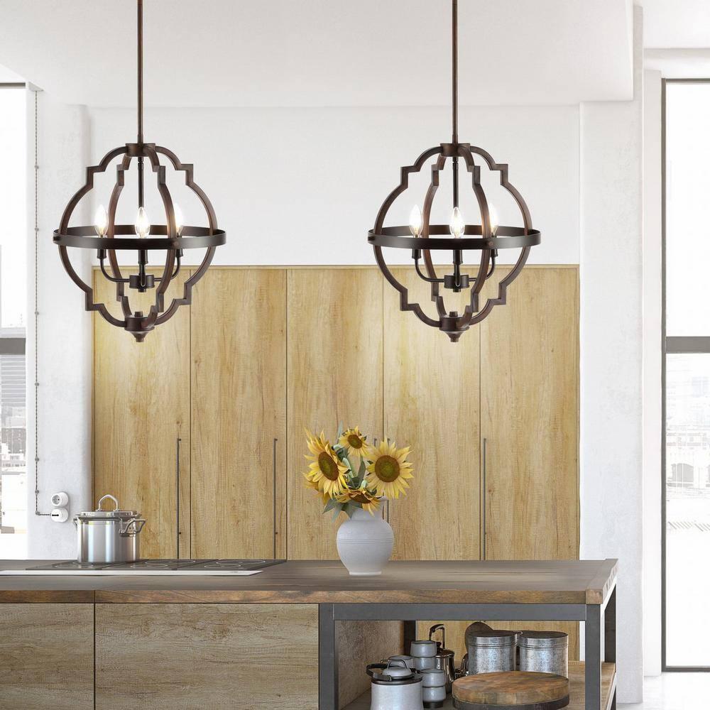 Ogee 16.75" 3-Light Adjustable Iron Rustic Industrial LED Pendant, Oil Rubbed Bronze