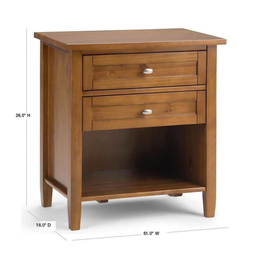 Simpli Home Warm Shaker 24"W Solid Wood Bedside Table with Two Drawers