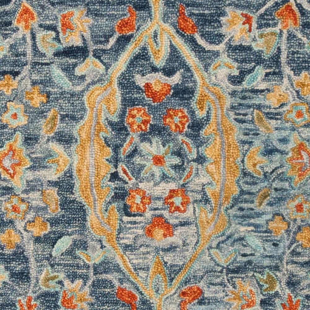 Aspen APN116 Hand Tufted Area Rug - Blue/Rust - 5' X 8' - Safavieh.