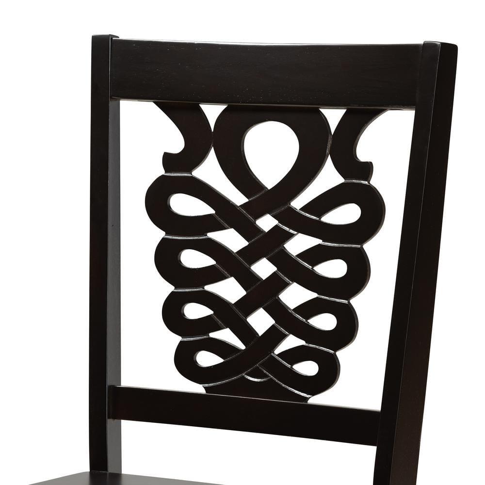 2pc GervaisTransitional Wood Dining Chair Set Brown - Baxton Studio: Polyester Upholstery, Spot Clean, Armless