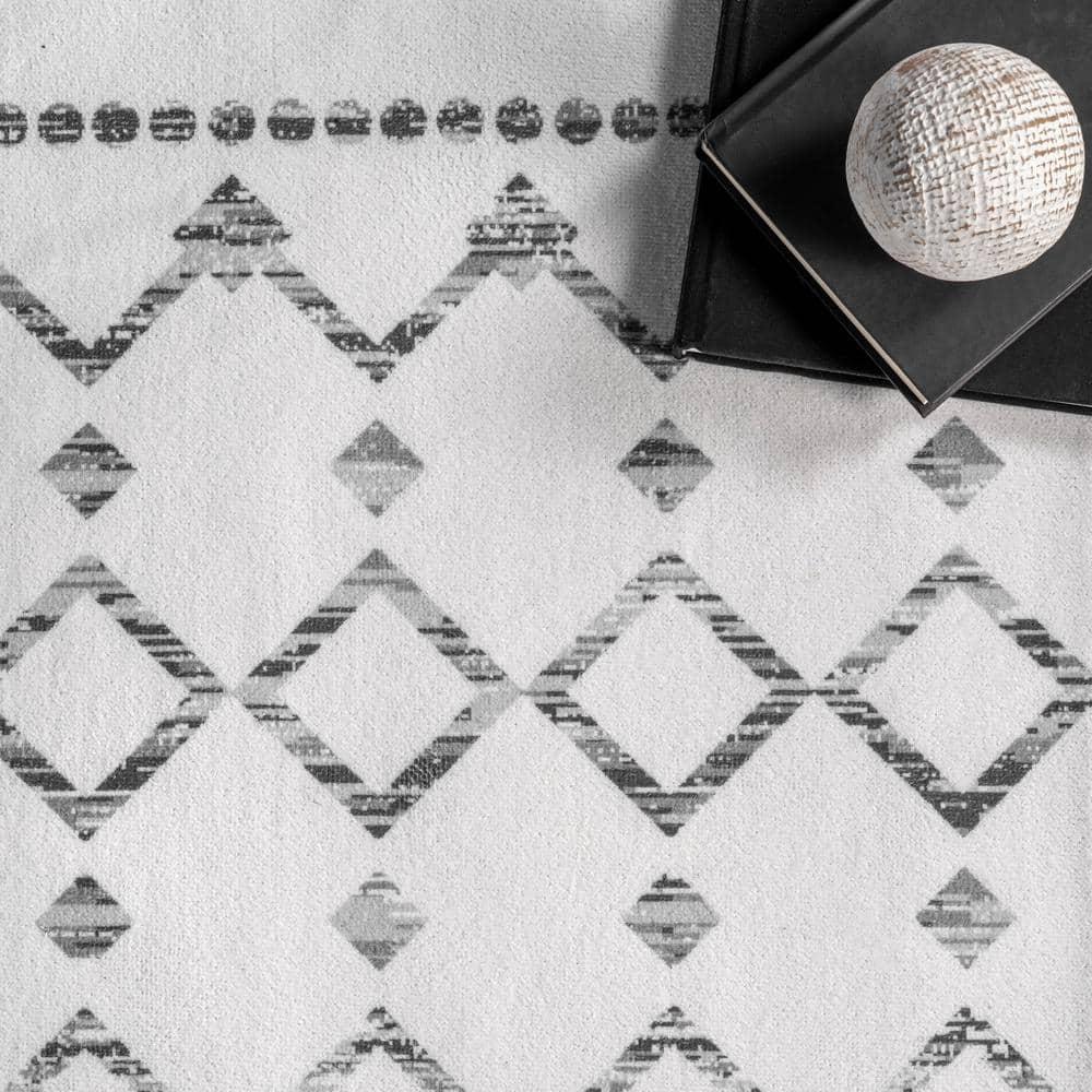 Nuloom Blythe Trellis 8x10 Machine Washable Indoor Area Rug for Living Room Bedroom Dining Room Kitchen, Grey/Off White