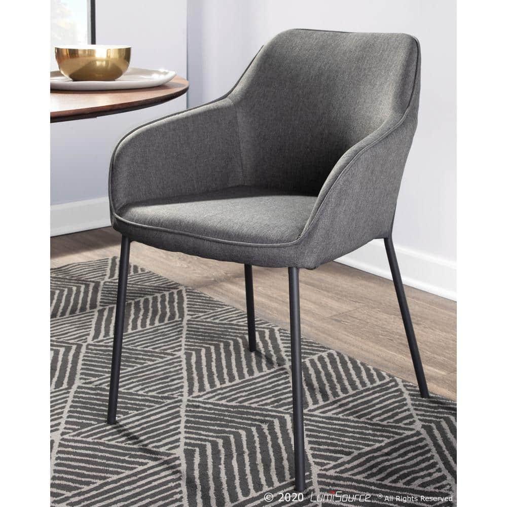 Set of 2 Daniella Contemporary Dining Chairs Charcoal Gray - LumiSource: Upholstered, Metal Legs, Floor Protectors