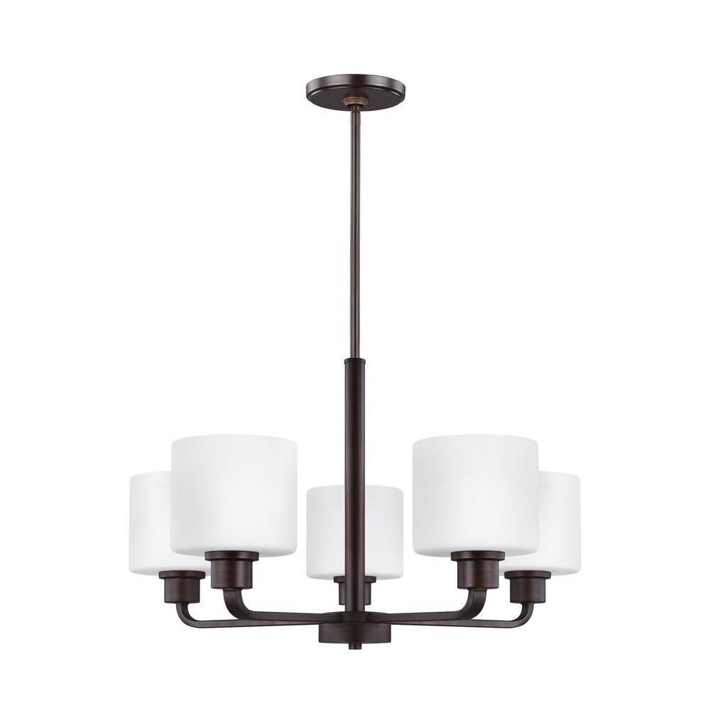 Canfield 5-Light Burnt Sienna Modern Minimalist Hanging Drum Chandelier