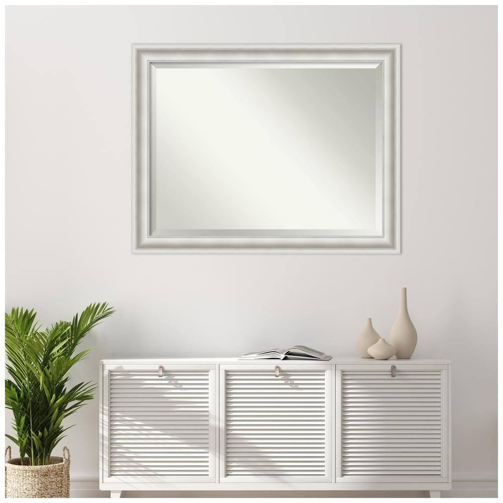 46" x 36" Parlor Framed Wall Mirror Silver - Amanti Art: Modern Beveled, No Assembly Required