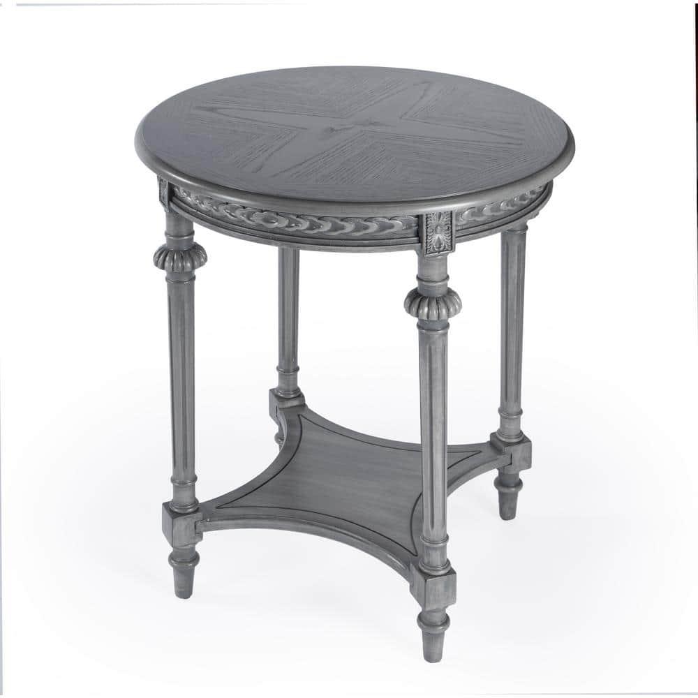 Butler Hellinger Round Gray Wood Lamp Table