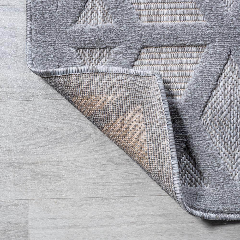 5' x 5' Talaia Neutral Geometric Indoor/Outdoor Area Rug, Light Gray - JONATHAN Y