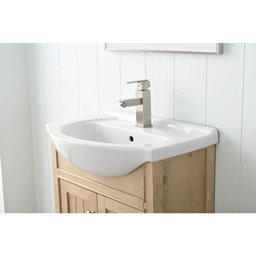 Design Element Marian 24" Single Sink Bath Vanity in Oak with Porcelain Top