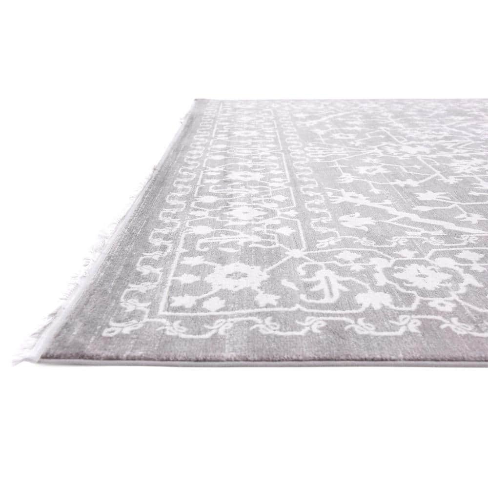 Unique Loom New Classical Collection Area Rug - Olympia (8'  Square Light Gray/Ivory)