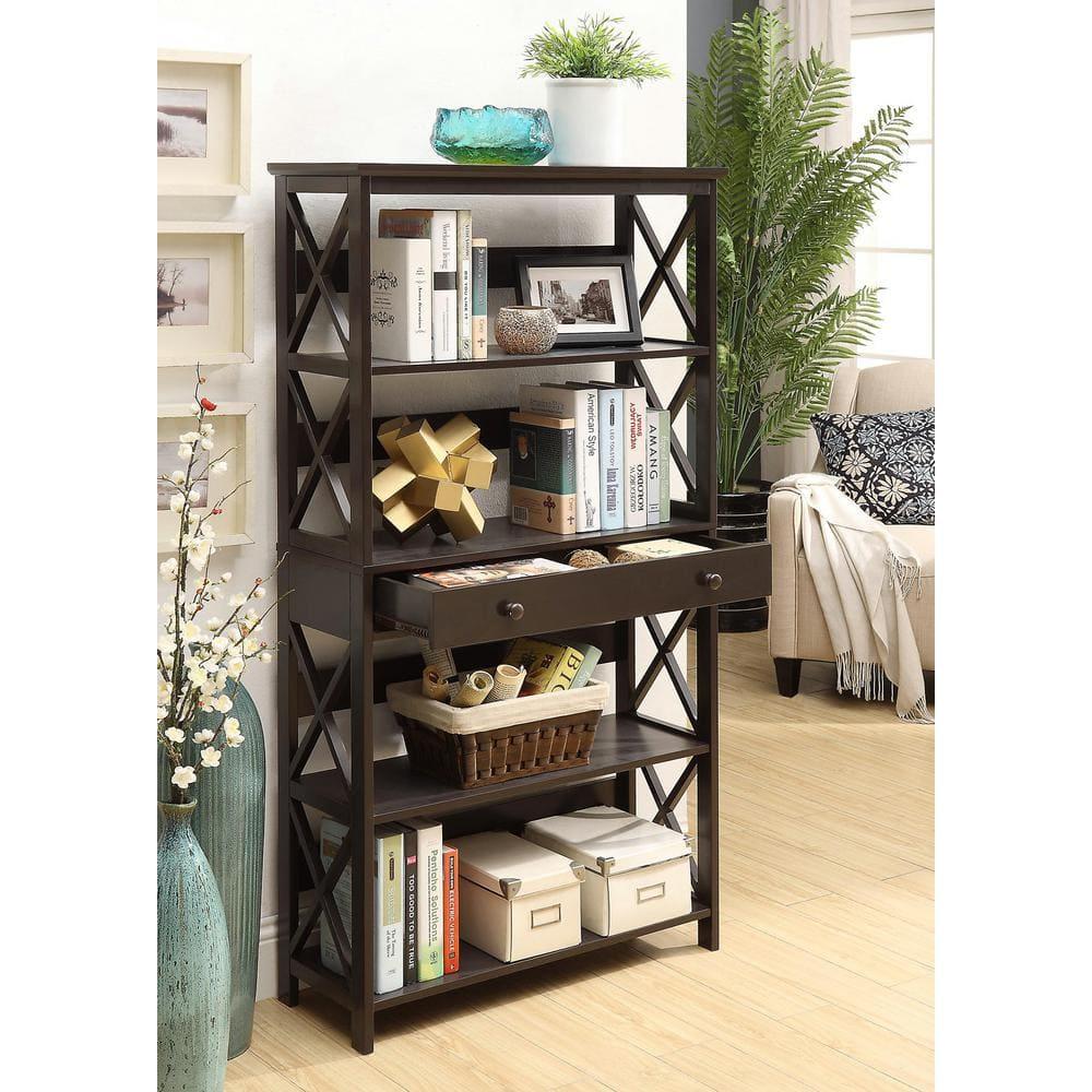 Convenience Concepts Oxford 5-Tier Bookcase with Drawer, Multiple Finishes