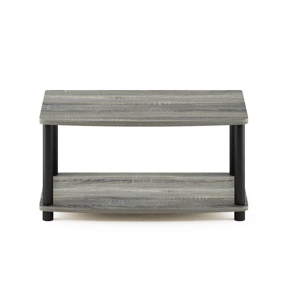 Furinno Industrial No Tools Elevated TV Stands with 2-tier Open Storage Shelves TV Console for TVs up to 25 inch Oak Grey/Black