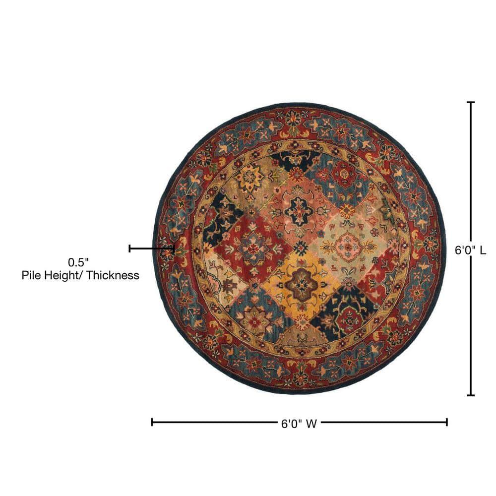 Heritage HG926 Hand Tufted Area Rug - Red/Multi - 6' Round - Safavieh.