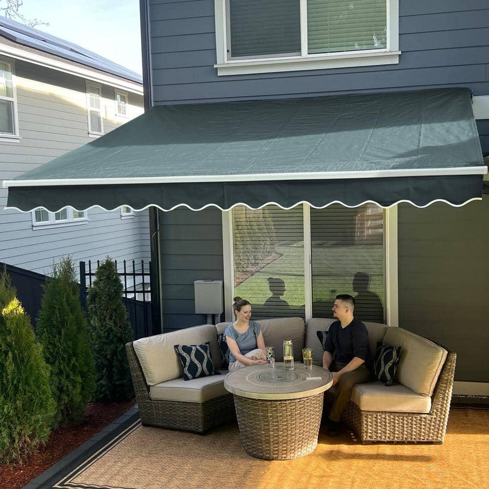 Motorized Retractable White Frame Patio Awning