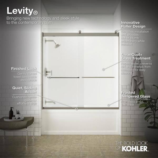 Levity 59.63" x 59.75" Bypass Bath Door with CleanCoat® Technology