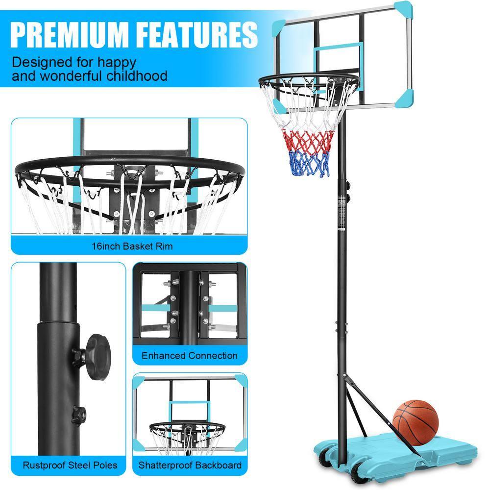 Blue Adjustable Polycarbonate Portable Basketball Goal System