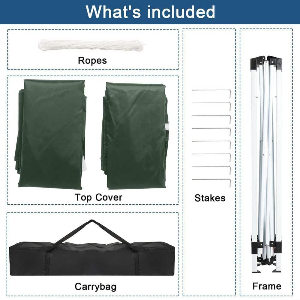 6.5x6.5ft Pop Up Canopy Tent, Outdoor Instant Shelter Folding Canopy with 4 Side Walls and Carry Bag for Commercial Events, Party, Backyard BBQ, Camping (Green)