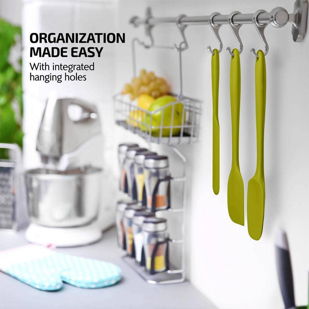 OVENTE Silicone Spatula , Food Grade Rubber Spatulas Heat Resistant w/ Stainless Steel Core & Seamless Design, Non Stick Rubber Spatula for Mixing, Baking & Cooking, 5 Pieces
