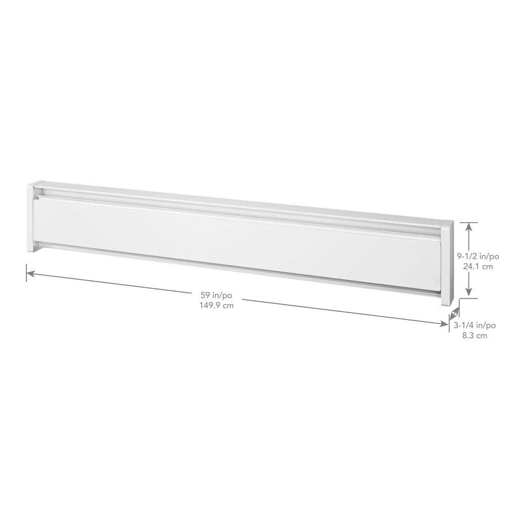 Cadet SoftHeat 59" Electric Hydronic Baseboard Heater (Model: EBHN1000W, Part: 13459), 3415/2560 BTU, 240/208 Volt, 1000/750 Watt, White