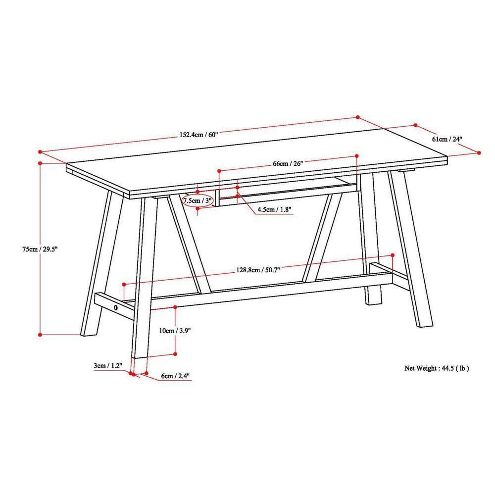 Simpli Home Dylan Solid Wood Writing Desk
