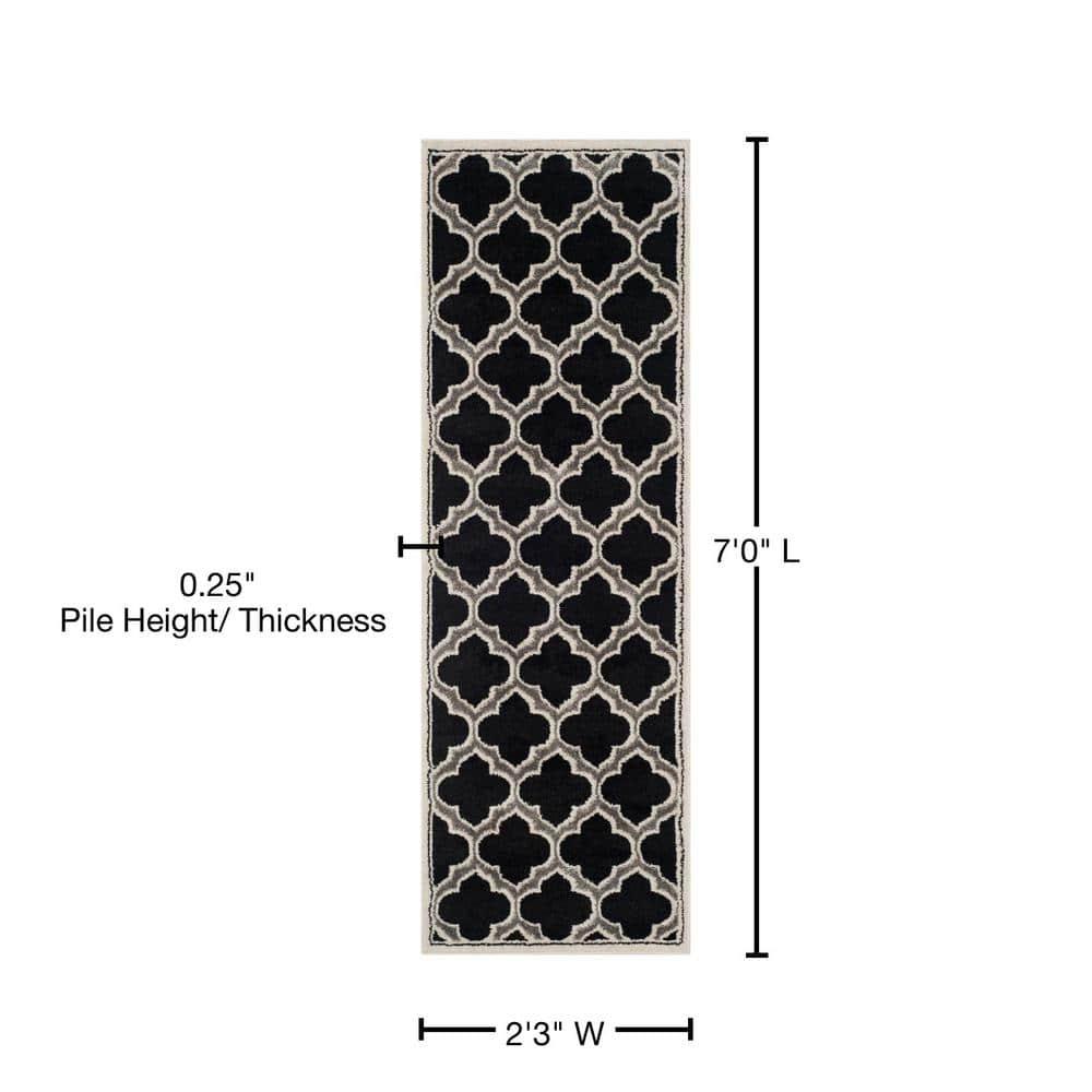Amherst AMT412 Power Loomed Runner Rug - Anthracite/Ivory - 2'3"x7' - Safavieh.