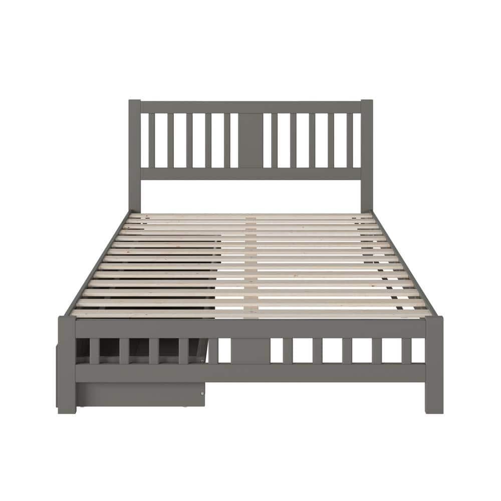Tahoe Queen Bed with USB Turbo Charger & 2 Extra Long Drawers, Grey