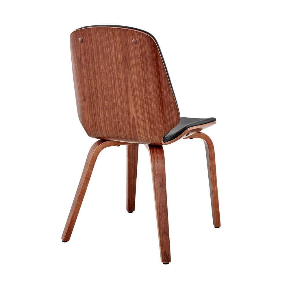 Armen Living Brinley 18" Faux Leather Dining Room Accent Chair in Black/Walnut