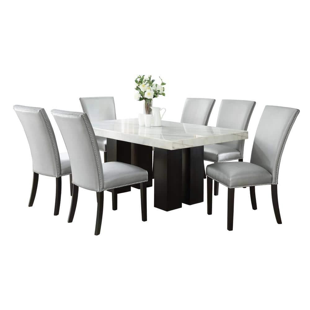 Camila Rectangle Dining Set 7pc - Silver Chairs