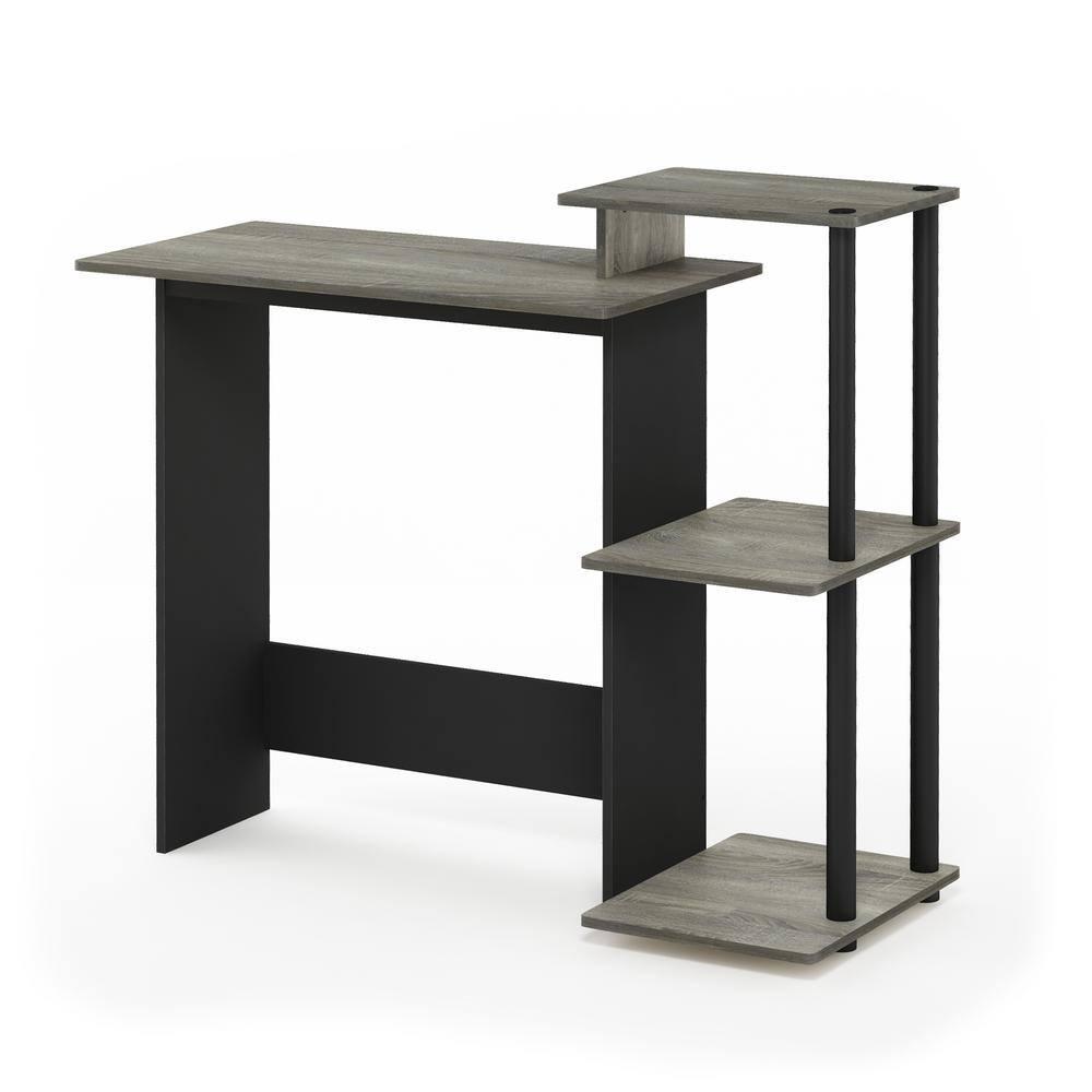 Furinno Modern Computer Desk Home Office Writing Study Laptop Table Workstation with CPU Stand & Open Storage Bookshelf,Oak Grey/Black