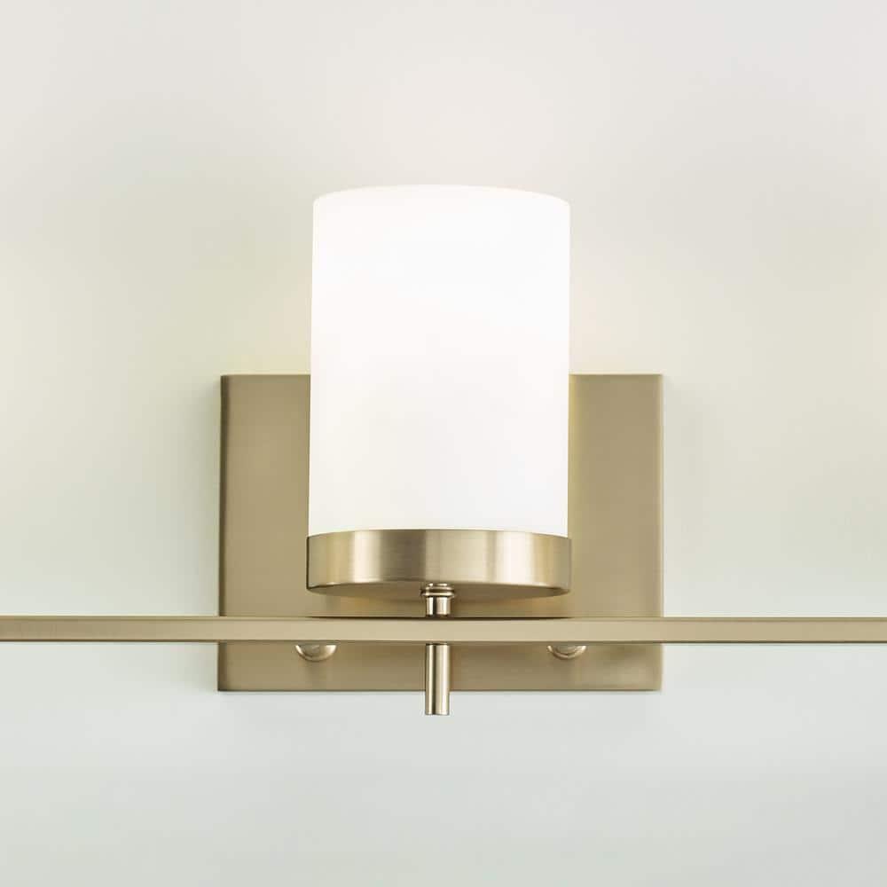 Generation Lighting 3-Light Zire Modern Bath Fixture Wall Lamp Satin Brass 4490303-848, Bathroom Light Fixture for Home Décor, Wall Sconce Vanity Light Fixture and Bathroom Accessory