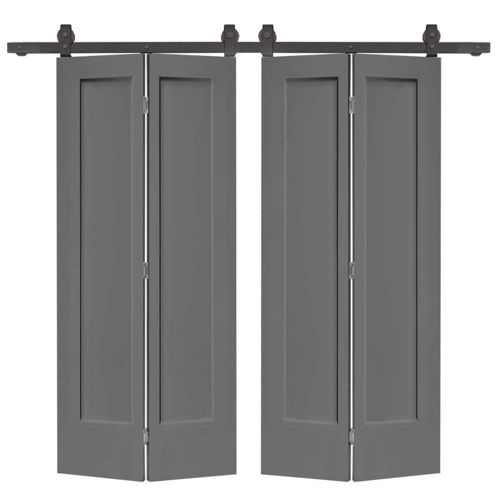 Calhome Paneled MDF Composite Double Bifold Barn Doors with Installation Hardware Kit